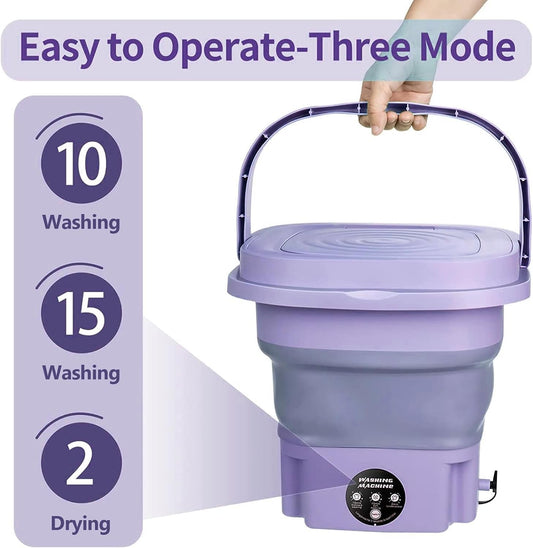 8L Portable Washing Machine | Foldable Mini Washer | 3-Mode Deep Cleaning