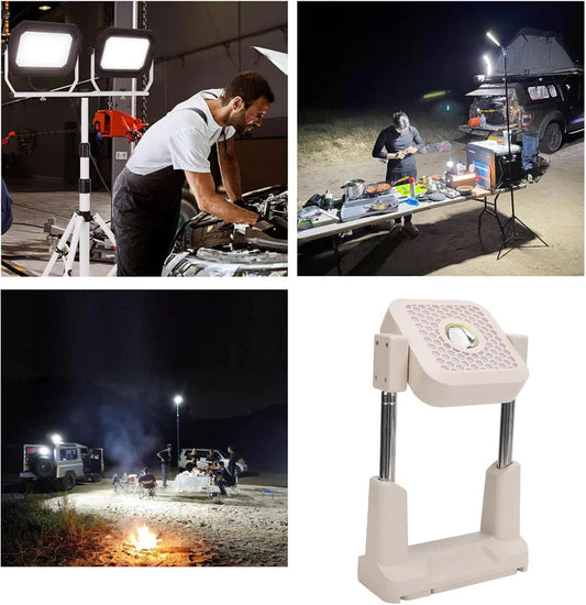Luqeeg Solar LED Work Light with Stand | 10000LM Portable Outdoor Flood Light for Camping & Worksites