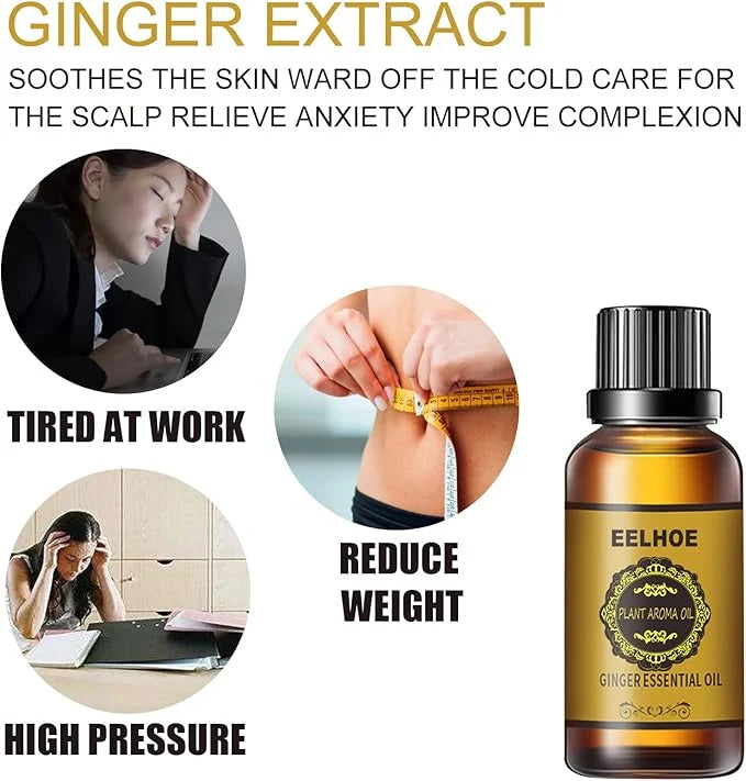 Ginger Essential Massage Oil | Herbal Body Massage Oil for Relaxation & Skin Care (1, 2 or 3 Pieces)