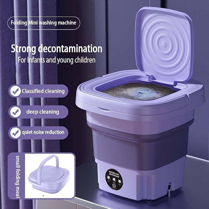 8L Portable Washing Machine | Foldable Mini Washer | 3-Mode Deep Cleaning