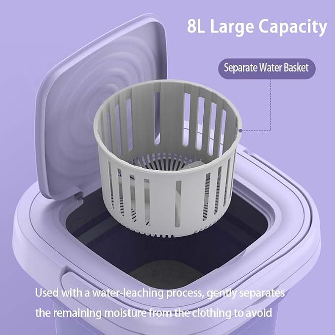 8L Portable Washing Machine | Foldable Mini Washer | 3-Mode Deep Cleaning