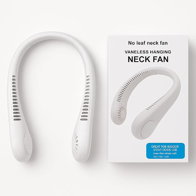 Portable Bladeless Neck Fan | Hands-Free Wearable Neckband Fan with 3 Speeds for Travel & Outdoor
