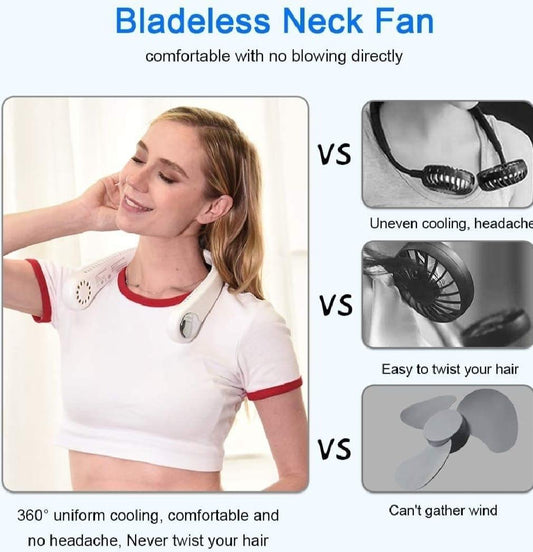 Portable Bladeless Neck Fan | Hands-Free Wearable Neckband Fan with 3 Speeds for Travel & Outdoor