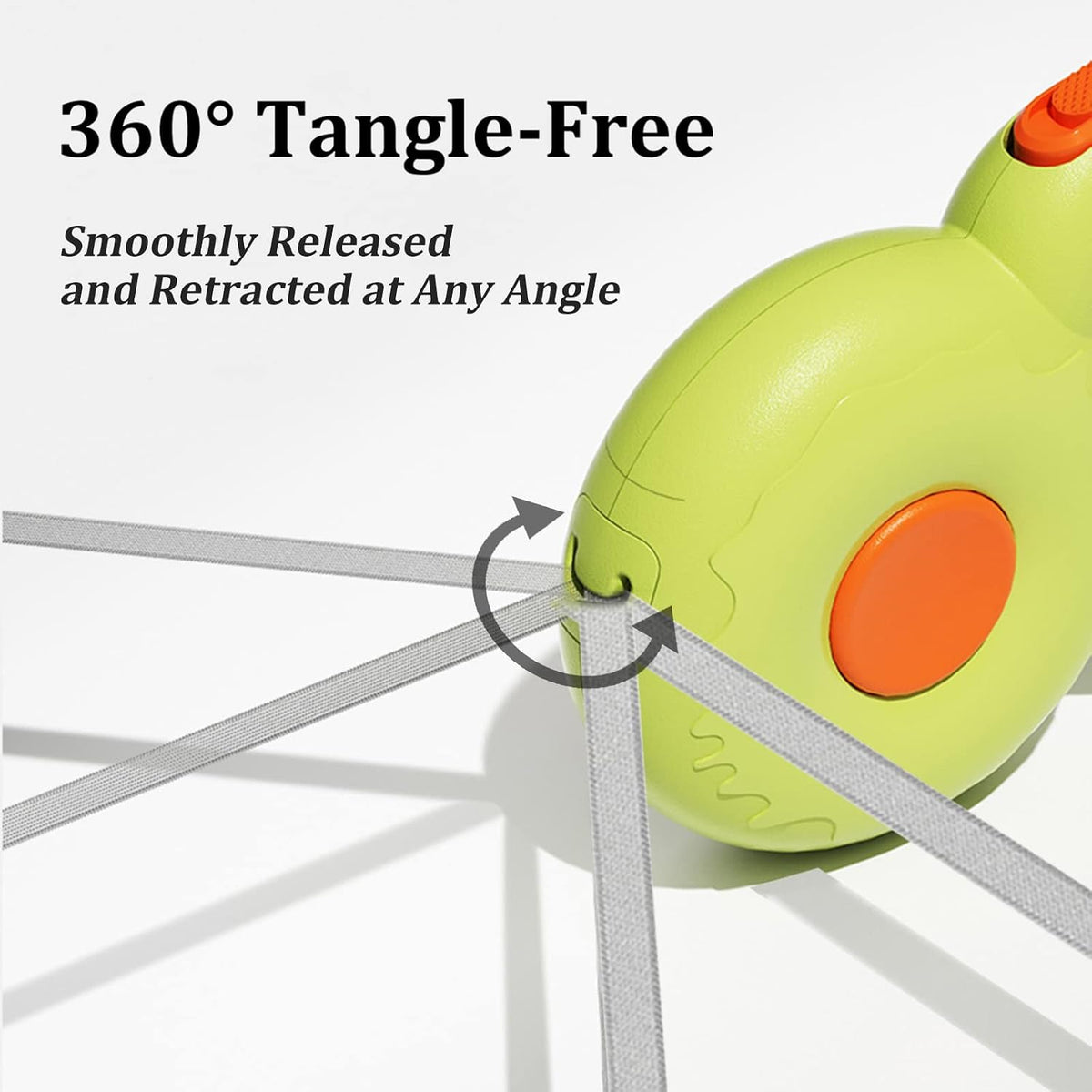 Retractable Dog Leash with One-Button Brake & Lock | 360° Tangle-Free Nylon Lead (Green)