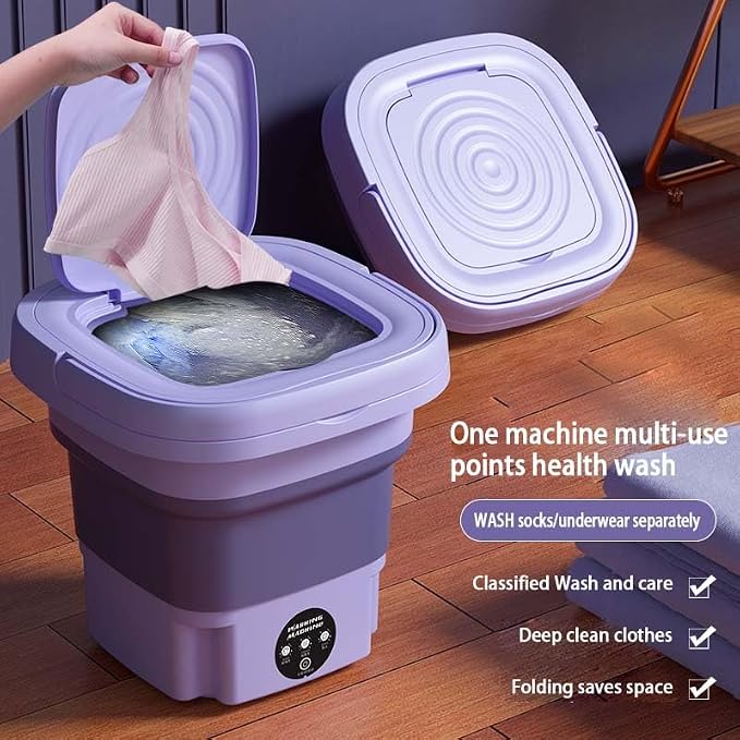 8L Portable Washing Machine | Foldable Mini Washer | 3-Mode Deep Cleaning