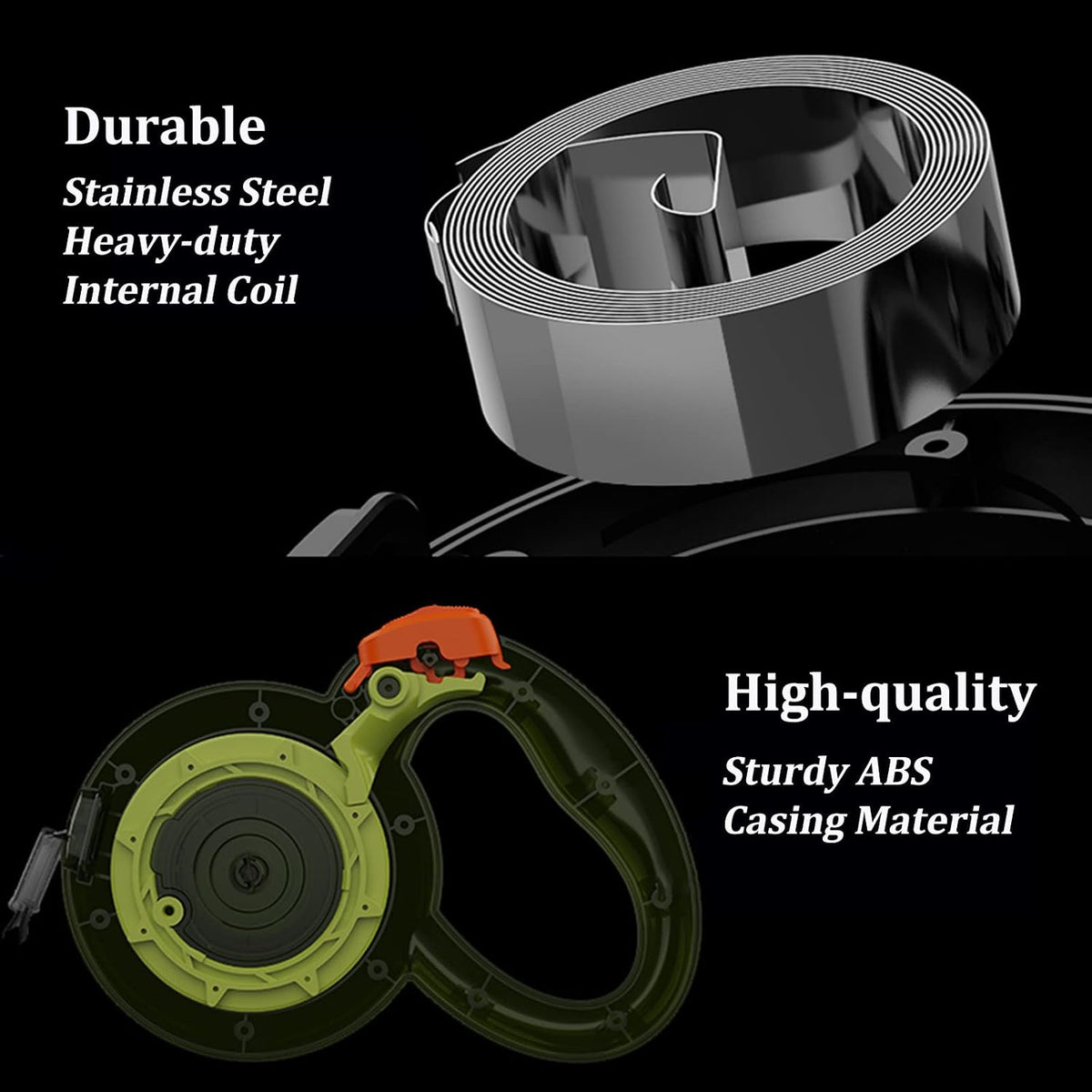 Retractable Dog Leash with One-Button Brake & Lock | 360° Tangle-Free Nylon Lead (Green)