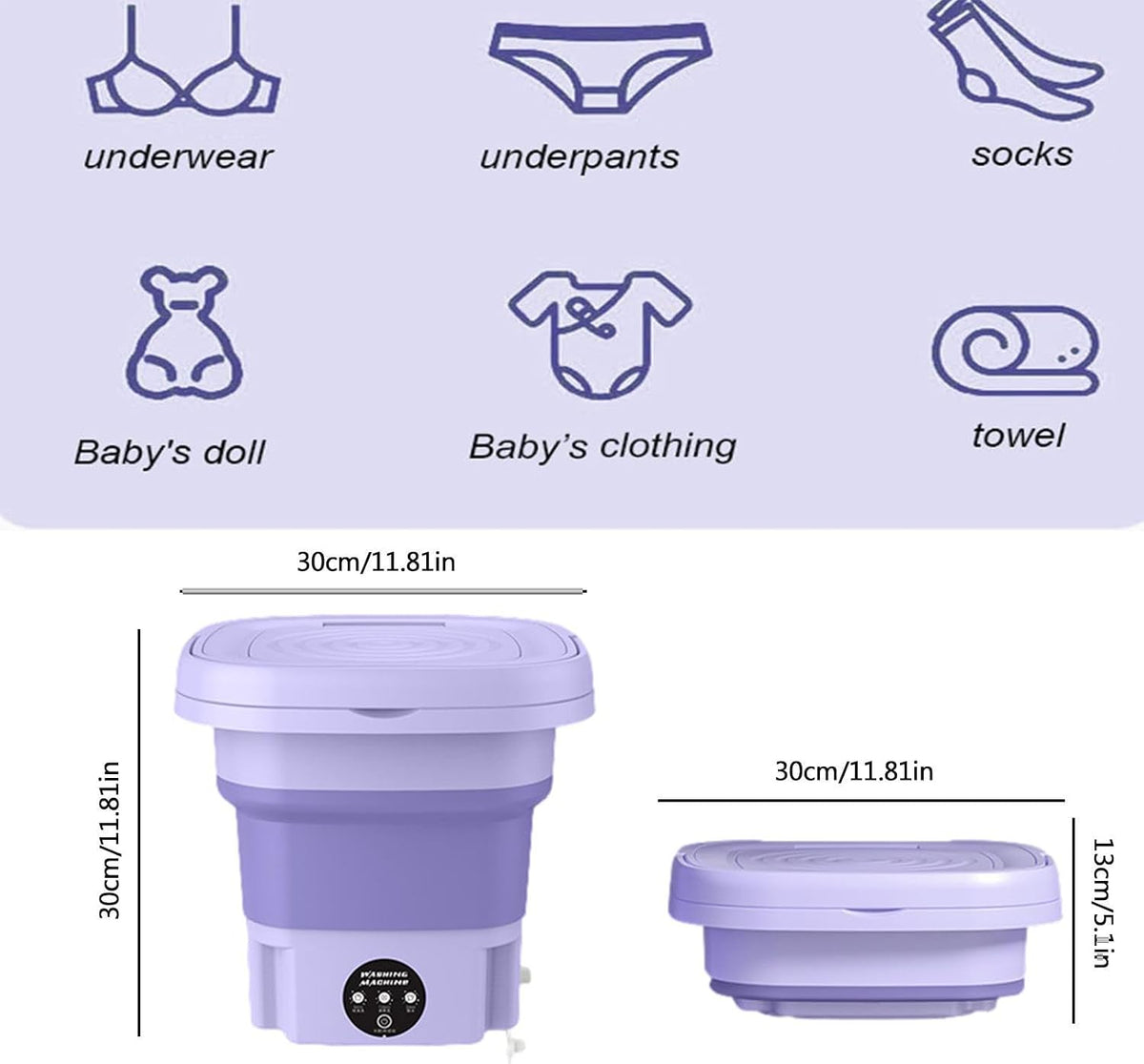 8L Portable Washing Machine | Foldable Mini Washer | 3-Mode Deep Cleaning