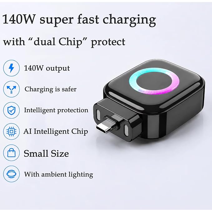 140W Smart Auto Stop USB-C Charging Adapter | Fast Charger with Overcharge Protection for Smartphones & Tablets