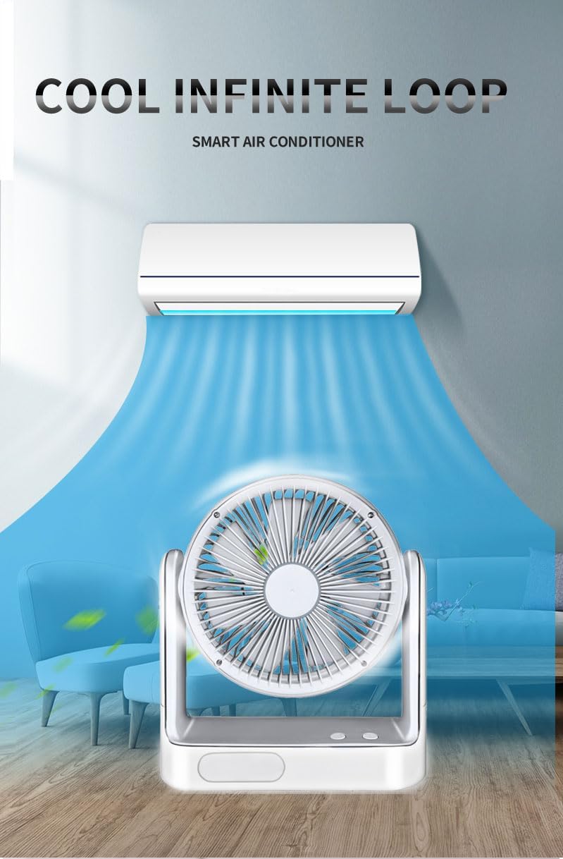 Portable Rechargeable Camping Fan with Solar Panel | Misting Fan, LED Light & Clip-On for Tent & Outdoor