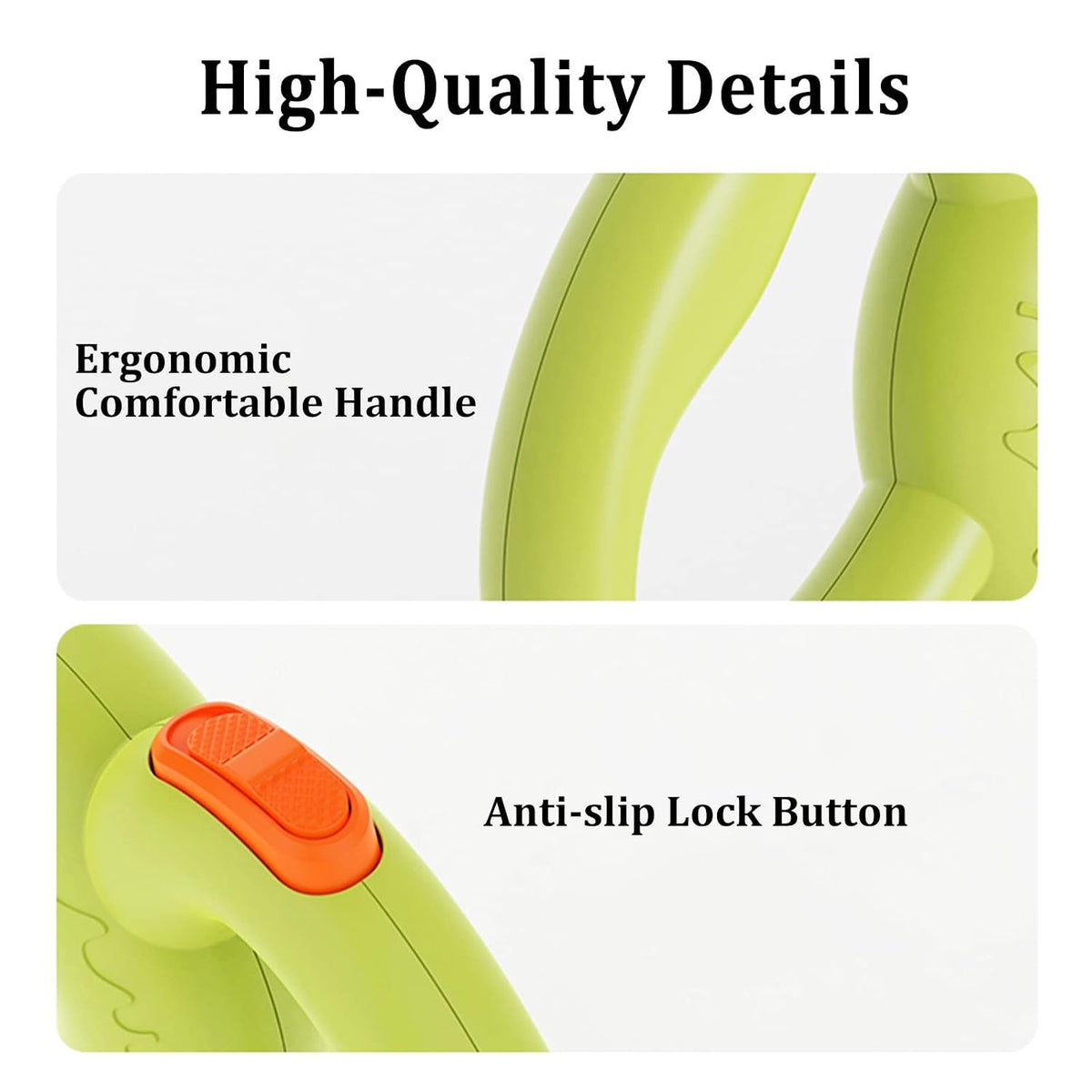 Retractable Dog Leash with One-Button Brake & Lock | 360° Tangle-Free Nylon Lead (Green)