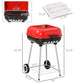 Outsunny 18-Inch Portable Charcoal BBQ Grill with Wheels | Smoker for Camping, Picnic & Backyard
