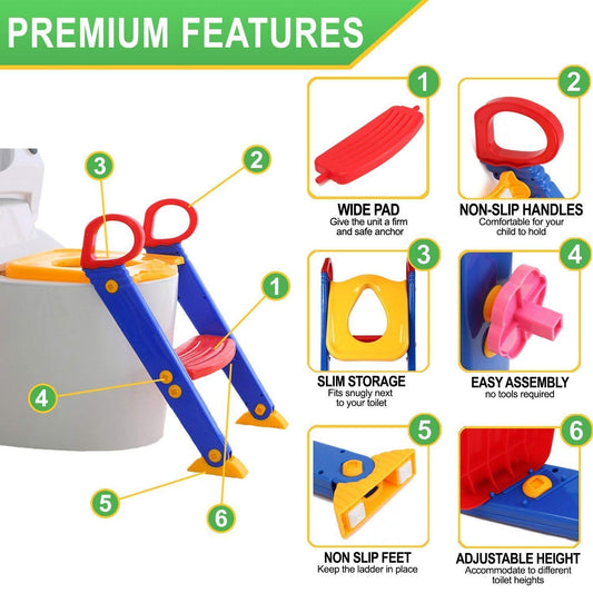 LWVAX Foldable Kids Toilet Training Seat with Handles | Portable Potty Seat for Toddlers & Babies