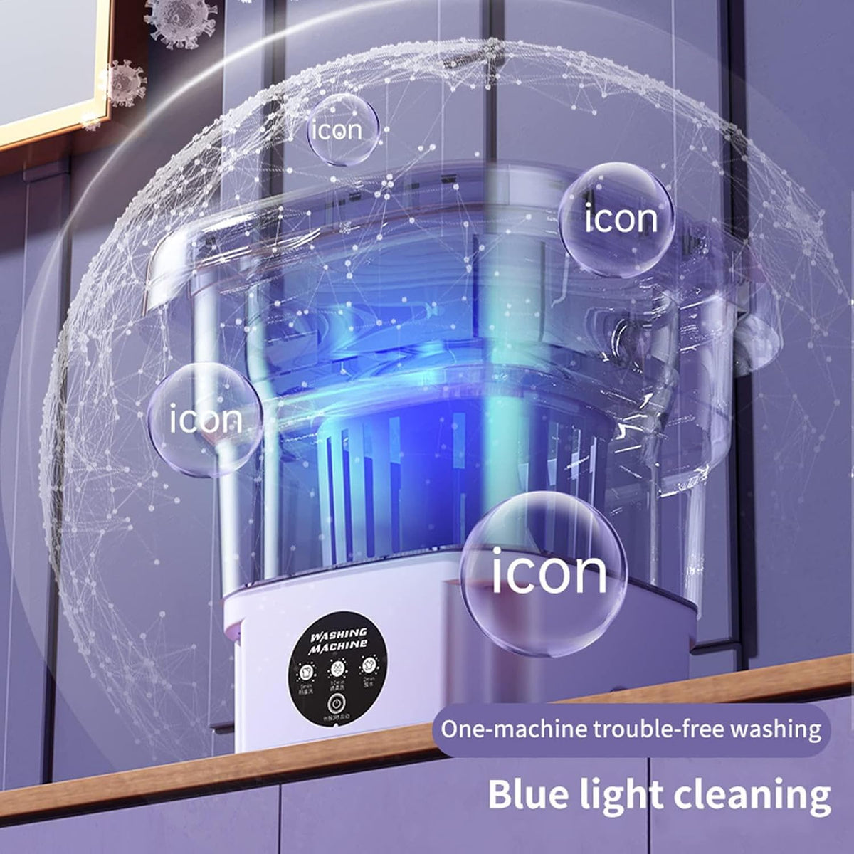 8L Portable Washing Machine | Foldable Mini Washer | 3-Mode Deep Cleaning