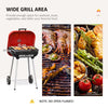 Outsunny 18-Inch Portable Charcoal BBQ Grill with Wheels | Smoker for Camping, Picnic & Backyard