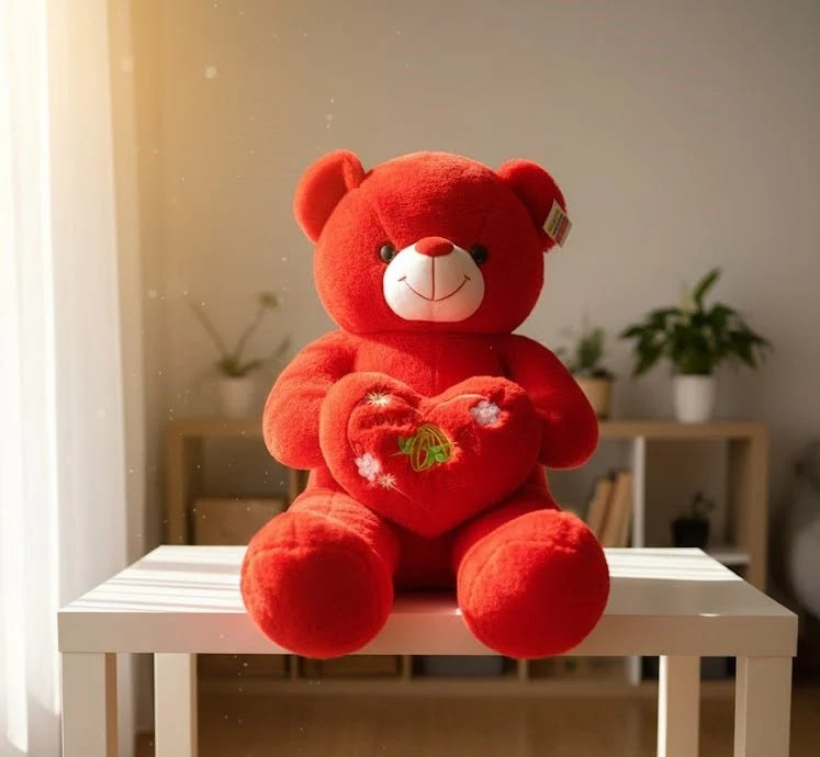 Red Love Teddy Bear with Heart | Large Plush Stuffed Animal Gift for Girlfriend, Wife & Kids